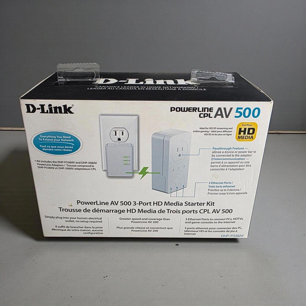 D-Link PowerLine AV 500 3-Port HD Media Starter Kit DHP-P339AV Ethernet